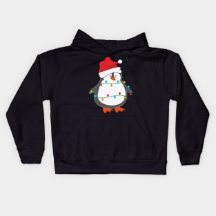 Funny Penguin Santa Hat Christmas Lights Christmas Tree Penguin Lover Christmas Gift Kids Hoodie